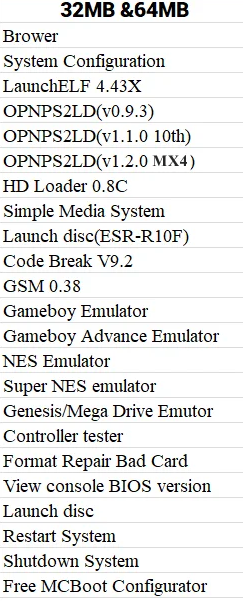 PS2 FMCB 64MB